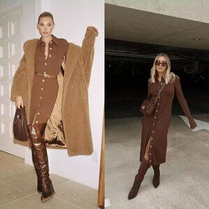 Song of Style Alice Midi dress in Chocolate Brown SZ Medium
